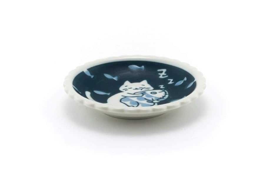 Amazon.com | Needzo Japanese Blue Lucky Cat Design Plate, 4